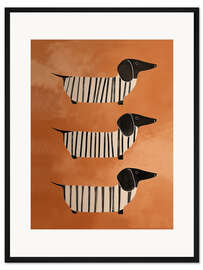 Gerahmter Kunstdruck Gestreifte Dackel - Branka Kodžoman