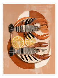 Poster Zitrusfrüchte und Muscheln