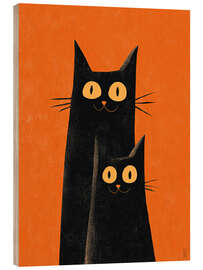 Holzbild Blick der Nachtkatzen