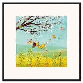 Gerahmter Kunstdruck Schaukeln im Frühling