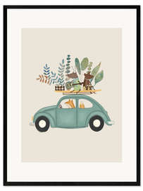 Gerahmter Kunstdruck Verspielte musikalische Tiere auf Tournee