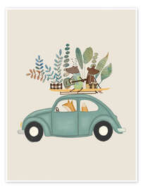 Poster Verspielte musikalische Tiere auf Tournee