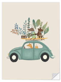 Wandsticker Verspielte musikalische Tiere auf Tournee