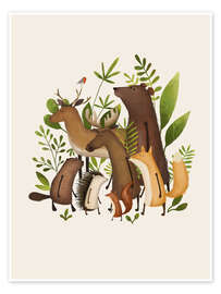Wandbild Verspielte Waldtiere - Urchin Bay