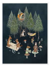 Wandbild Verspielte Waldkapelle bei Nacht - Urchin Bay