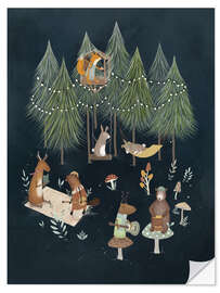 Wandsticker Verspielte Waldkapelle bei Nacht - Urchin Bay