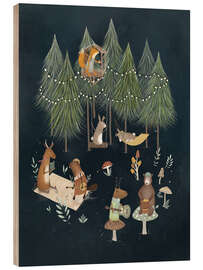 Holzbild Verspielte Waldkapelle bei Nacht - Urchin Bay