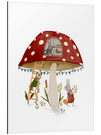 Magnettafel Hasenfamilie im Fliegenpilzhaus