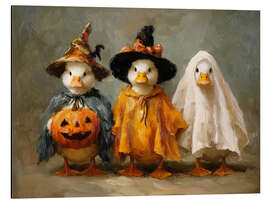 Tableau en aluminium Halloween Cute Ducks in Costumes - TAlex
