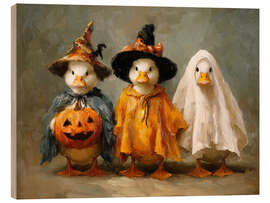 Holzbild Halloween Süße Enten in Kostümen - TAlex