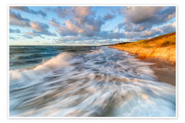 Wandbild Ostseewellen treffen auf die Dünen - Moqui, Daniela Beyer