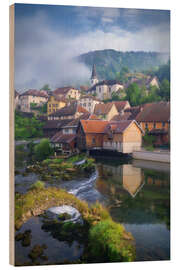 Holzbild Dorf am Fluss - Jens Sieckmann