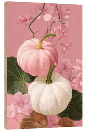 Holzbild Kürbisse mit Blumen - pixelliebe