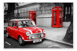 Wandbild Roter Mini und Telefonzelle - Jörg Gamroth