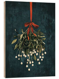 Holzbild Weihnachtsmistel