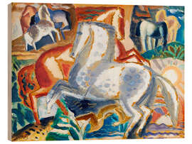 Holzbild Landschaft und Pferde