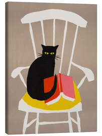 Leinwandbild Schwarze Katze und Buch - Boekenweek