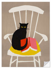 Wandsticker Schwarze Katze und Buch - Boekenweek