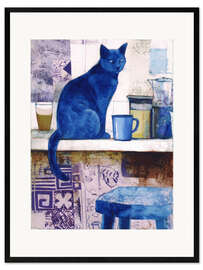 Gerahmter Kunstdruck Die blaue Katze