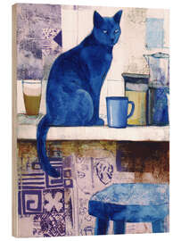 Holzbild Die blaue Katze