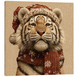 Holzbild Der gemütliche Tiger