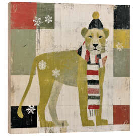 Holzbild Wintermode für die Löwin