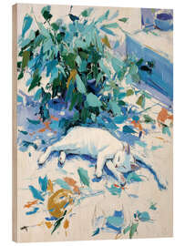 Holzbild Schläfchen in der Sonne