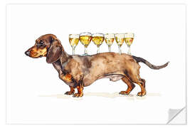 Wall sticker Dachshund champagne transport