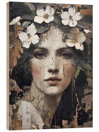 Holzbild Vintage Blumenporträt