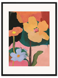 Gerahmter Kunstdruck Blumensonnenuntergang