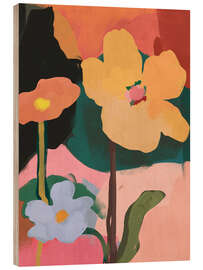 Holzbild Blumensonnenuntergang