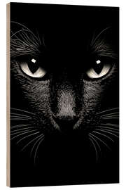 Stampa su legno Black cat close up - Gen Z