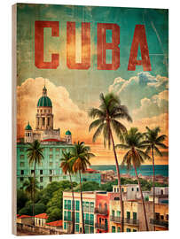 Holzbild Kuba Vintage Reisekunst