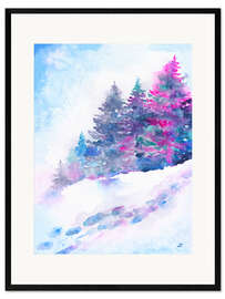 Gerahmter Kunstdruck Winter Aquarell