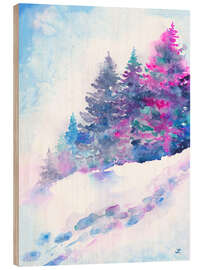 Holzbild Winter Aquarell