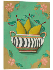 Acrylglasbild Gestreifte Schale mit Birnen