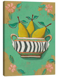 Leinwandbild Gestreifte Schale mit Birnen