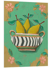 Hartschaumbild Gestreifte Schale mit Birnen