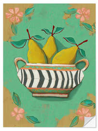 Wandsticker Gestreifte Schale mit Birnen