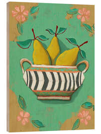 Holzbild Gestreifte Schale mit Birnen