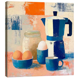Leinwandbild Drei Eier mit frischem Kaffee - DejaReve