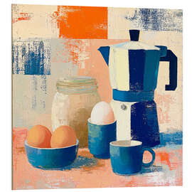 Hartschaumbild Drei Eier mit frischem Kaffee - DejaReve