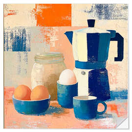 Sticker mural Three eggs with fresh coffee - DejaReve