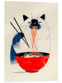 Acrylglasbild Katze isst Ramen - Peter Roder