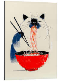Aluminium print Cat eating ramen - Peter Roder