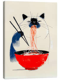 Leinwandbild Katze isst Ramen - Peter Roder