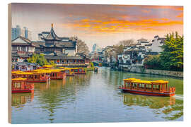 Holzbild Nanjing Qinhuai Fluss, historische Architektur - Jörg Gamroth
