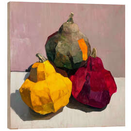 Holzbild Drei Kürbisse