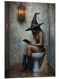 Hartschaumbild Hexe liest auf Toilette