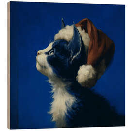 Holzbild Weihnachtskatze